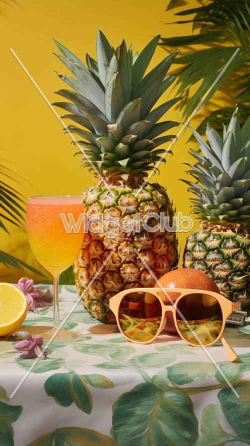 Scena di festa con frutta tropicale