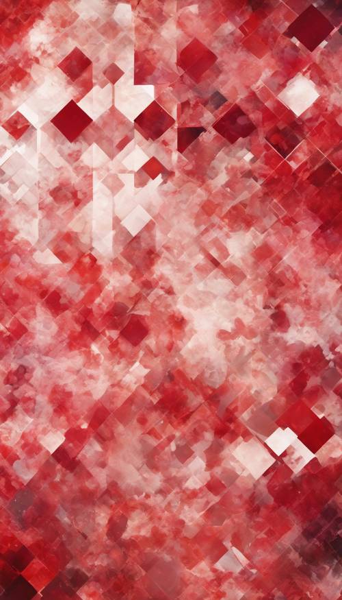 Gambar abstrak yang berpusat di sekitar bentuk geometris yang diwarnai dengan berbagai corak merah. Wallpaper [66428ed31e8d4a60badf]