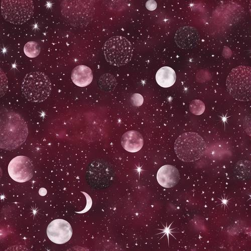 A seamless pattern of cosmic stars and moons in a burgundy to black ombre. Tapet [5ec2107f7dd44b19ab5b]