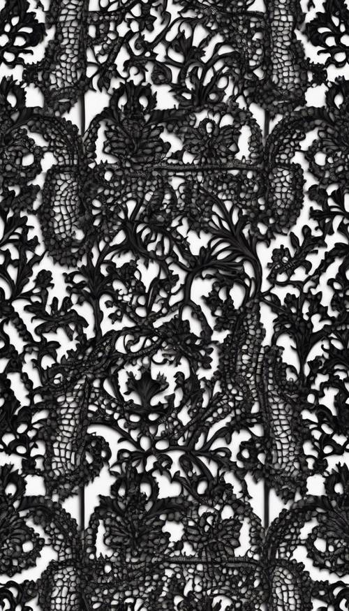 Un patrón sin costuras de encaje victoriano negro azabache.