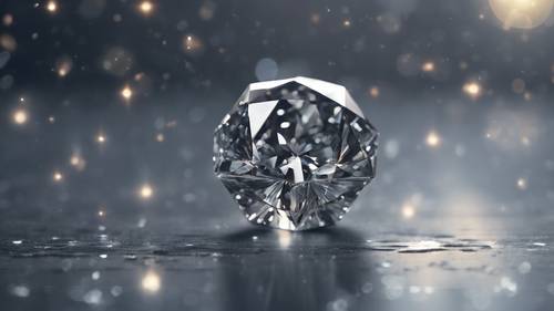 A solitary gray diamond suspended in the center of the universe, reflecting the distant stars.