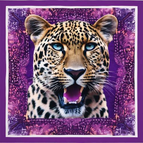 Bandana de verão com uma impressionante estampa de leopardo roxo.