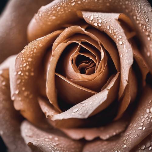 Крупный план текстуры коричневого лепестка розы, сложной и красивой.