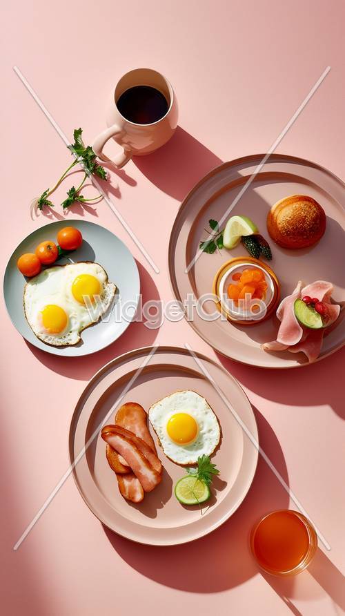 Configuração de mesa de café da manhã ensolarada