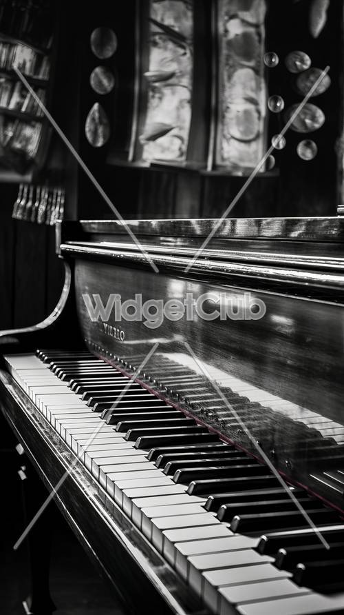 Close-up clássico das teclas do piano preto