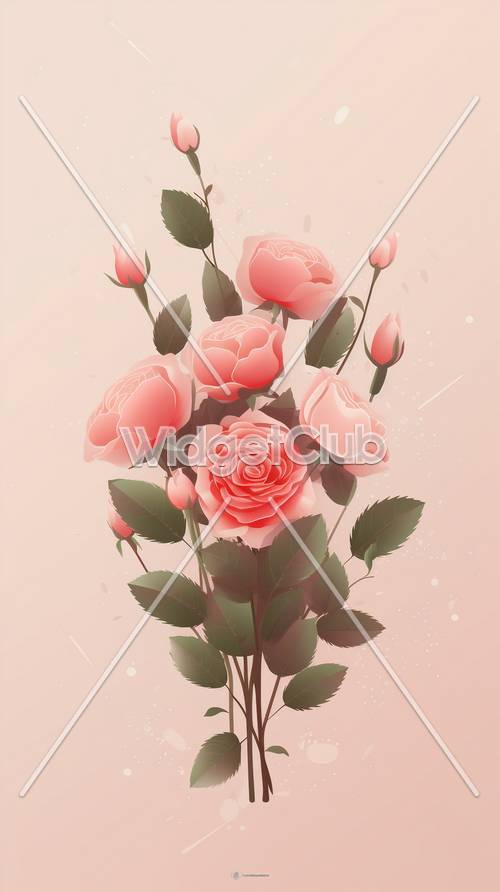 やさしいピンク色の美しいバラ