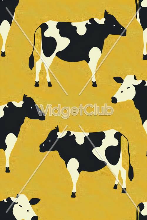 Cheerful Yellow Cow Pattern Design for Kids