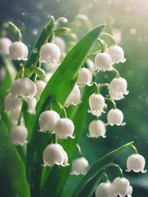 A blur of Lily of the Valley flowers captured with a spectral lens.