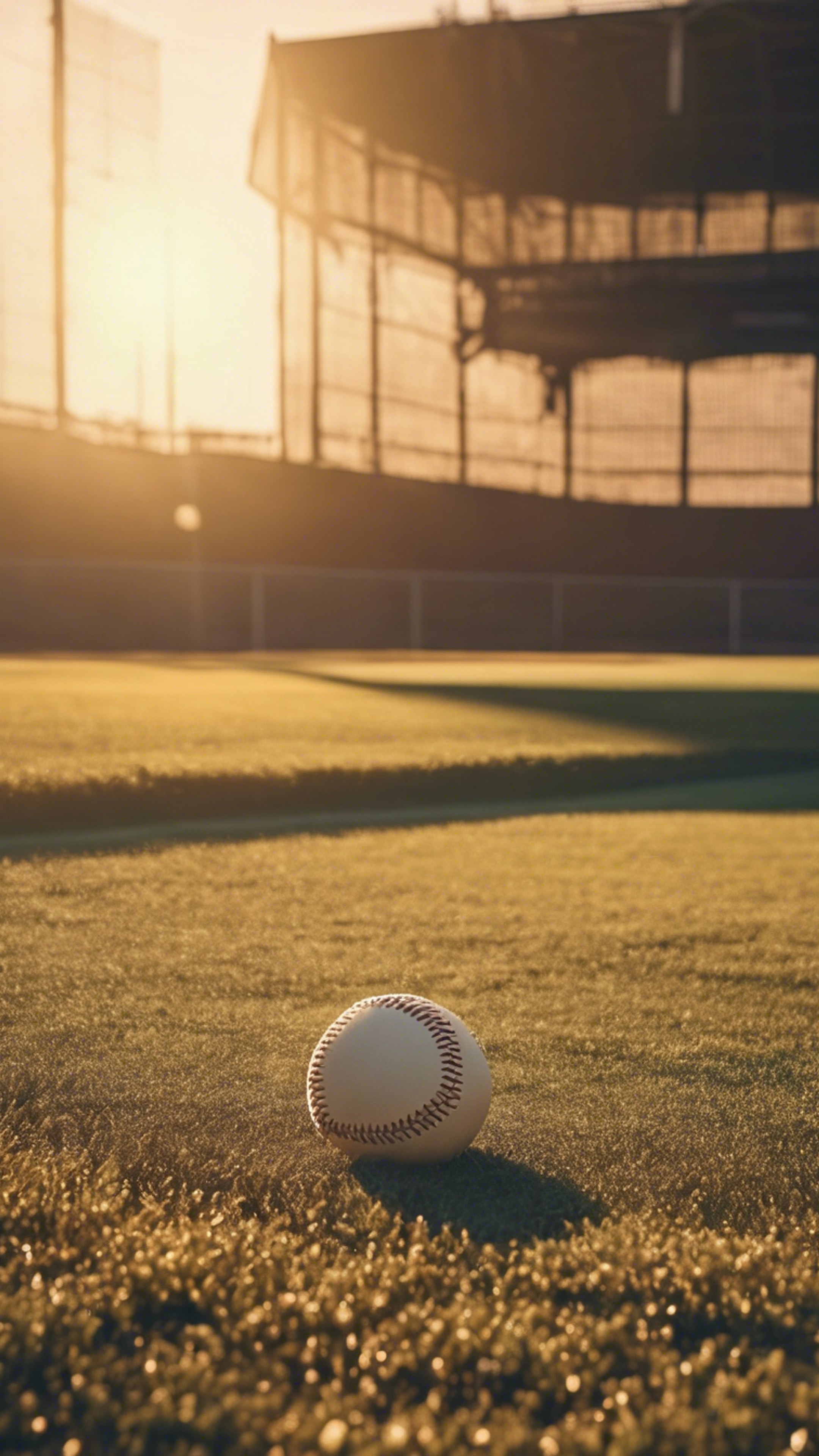 A well manicured baseball field, bathed in the golden rays of a setting sun. Tapeta na zeď[a377ce6b387a4eee98b8]