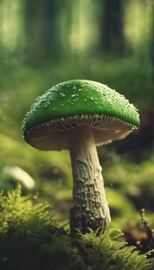 有毒綠色蘑菇物種的復古插圖。