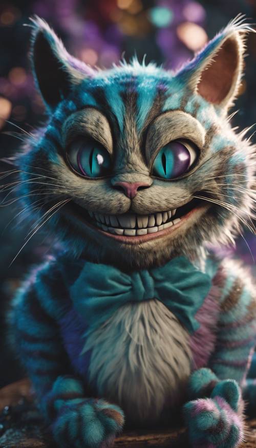 O Gato de Cheshire com um sorriso travesso que desaparece deixando apenas seu sorriso visível.