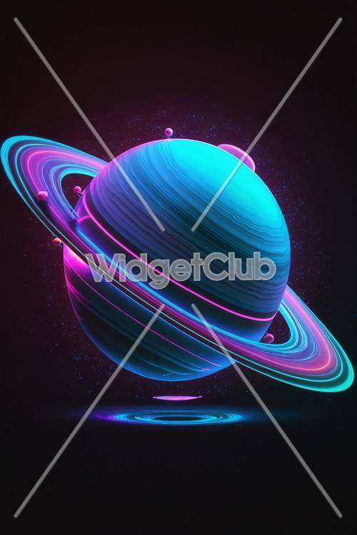 Vibrant Neon Planet for Your Screen