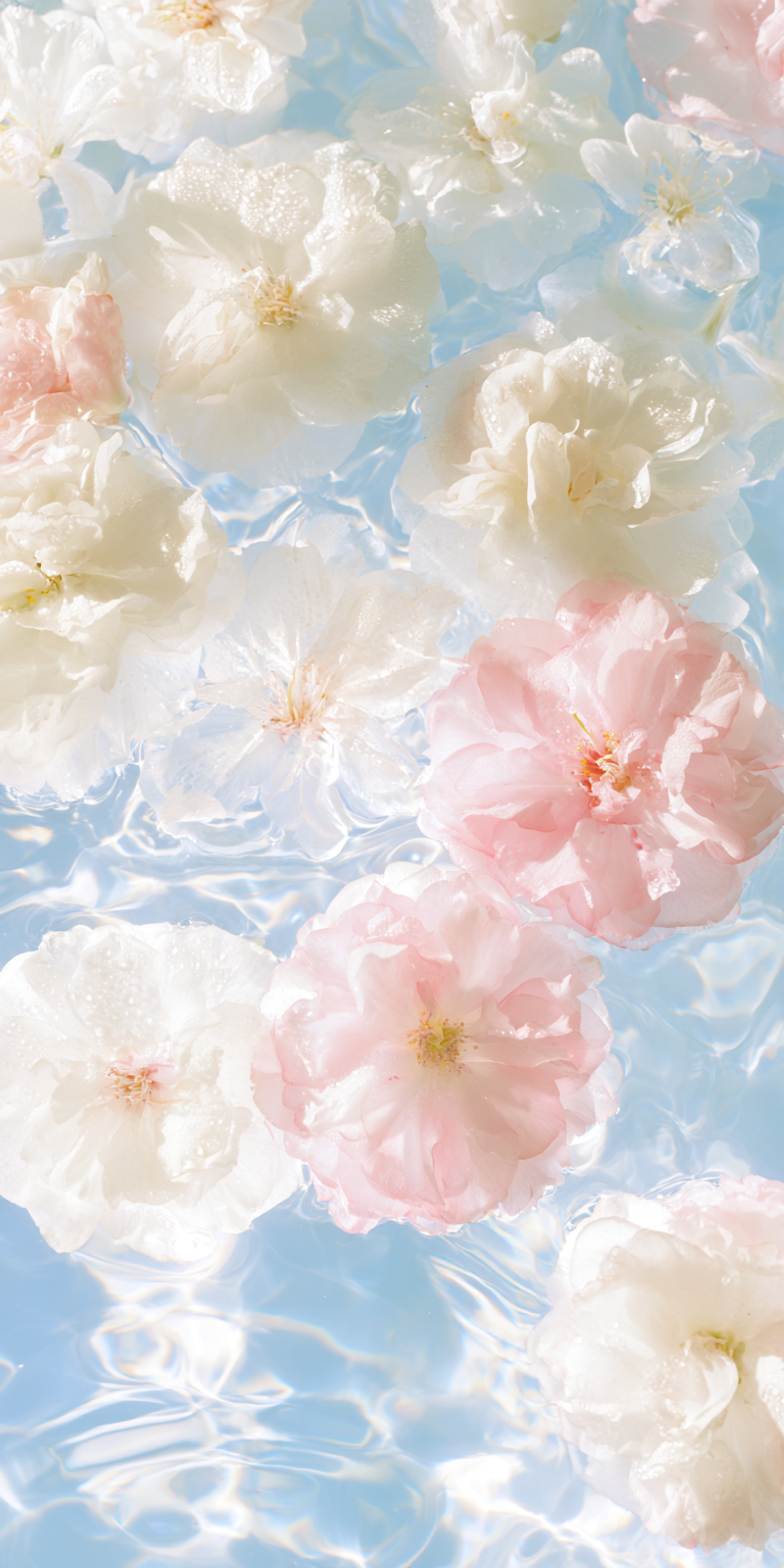Soft Pink and White Flowers Floating on Water Wallpaper ...