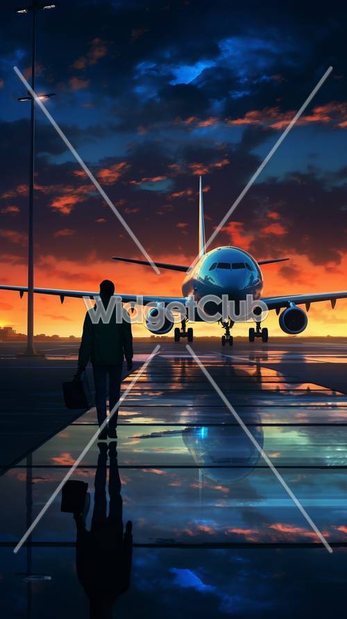 Sunset Airport Adventure Background