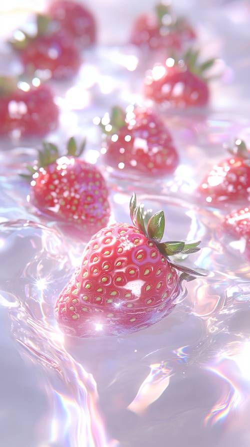 Prickelnde Erdbeeren im Wasser