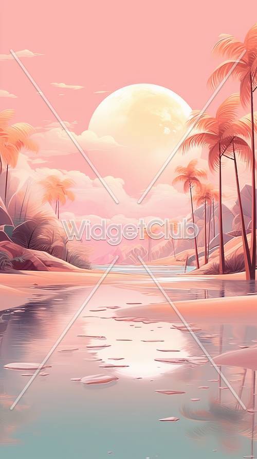 Tropical Sunset Paradise Background