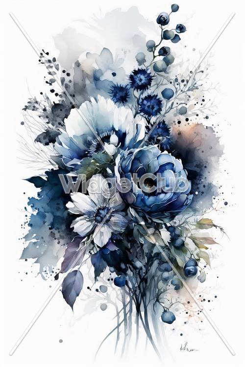 Piękna niebieska sztuka kwiatowa