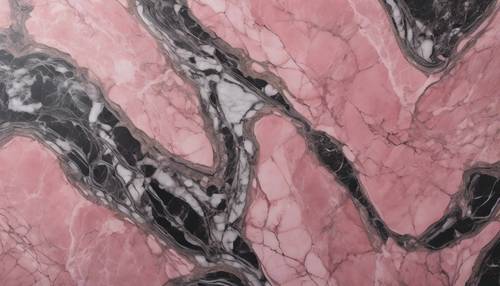 A rough, unpolished slab of pink and black marble. Tapet [ab0396c49cb644d5b39b]