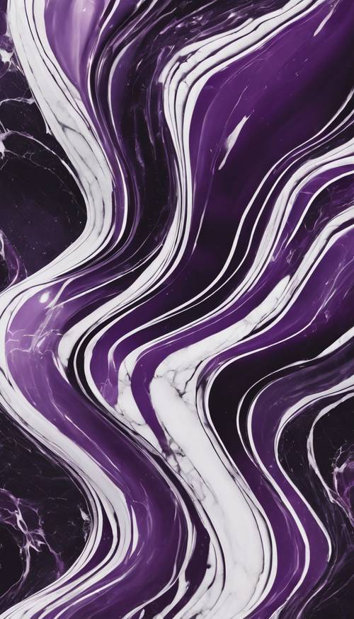 Vagues abstraites de marbre violet foncé et blanc.