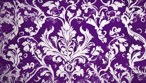 Motif damassé où le violet ajoute de la richesse et le blanc offre un contraste apaisant.