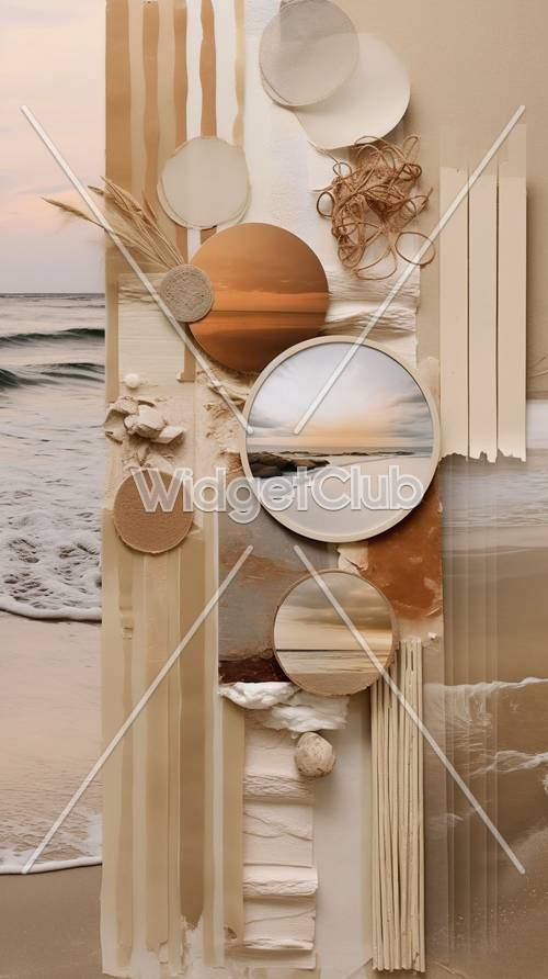 Relajantes escenas de playa en marcos circulares para niños