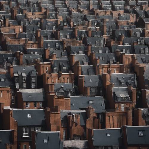 Fileiras de casas feitas de tijolos escuros em uma pitoresca cidade antiga.