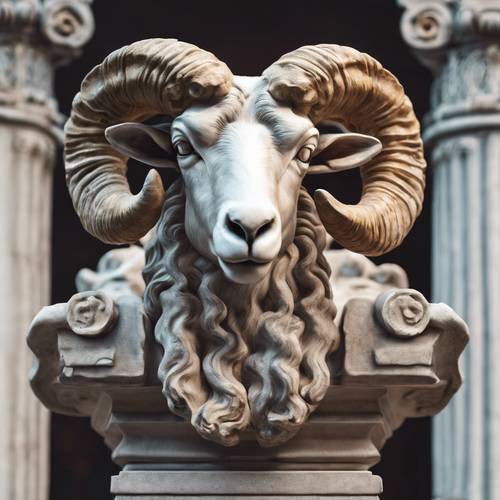 A classic roman sculpture of the Ram representing the astrological sign Aries.