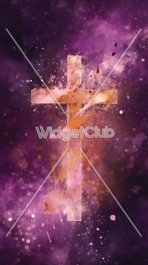 Goldenes Kreuz im violetten Nebel