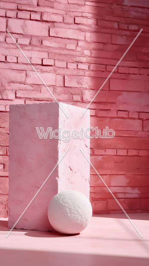 Pink Brick Wall with Sunlight Shadow