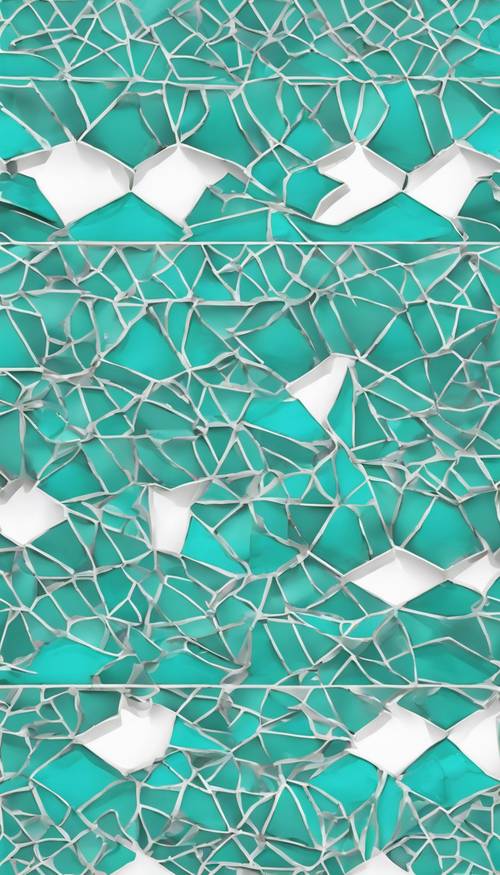 A seamless turquoise geometric pattern on white background Tapeta [710fc16117fa445699ef]