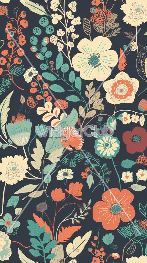 화면을 위한 다채로운 꽃 패턴