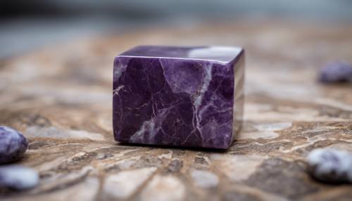 Un pezzo lucido di pietra di marmo viola scuro.