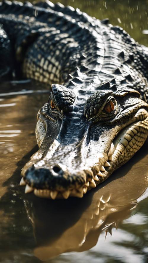 A bone-chilling scene of a crocodile's ambush, captured in slow motion.