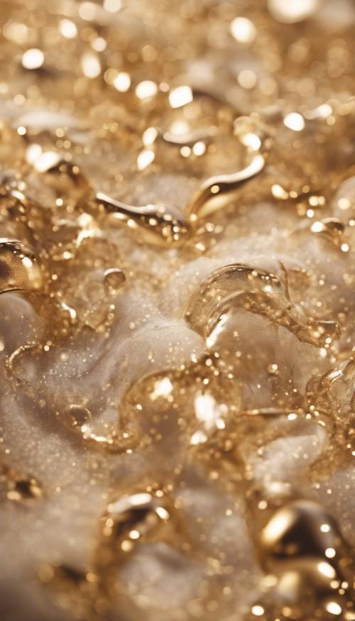 Пузырчатый шелковый узор цвета шампанского с разбросанными золотыми бликами, имитирующий праздничную ночь.