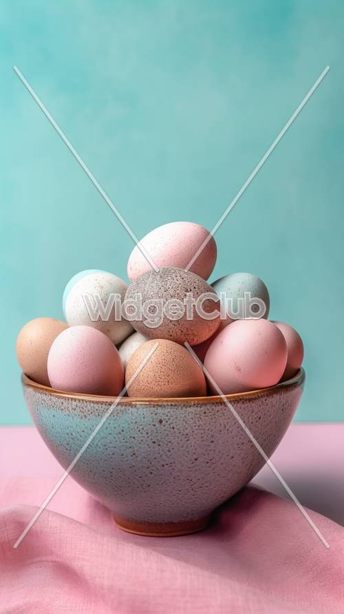 Telur Paskah Berwarna-warni dalam Mangkuk