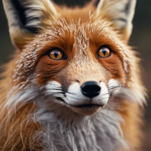 Um retrato realista de uma raposa peluda com olhos brilhantes e curiosos. Papel de parede [f24b348a04d94f24a4e1]