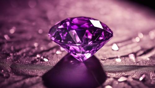 Un diamante viola luminoso con una citazione motivazionale incisa sulle sue sfaccettature.