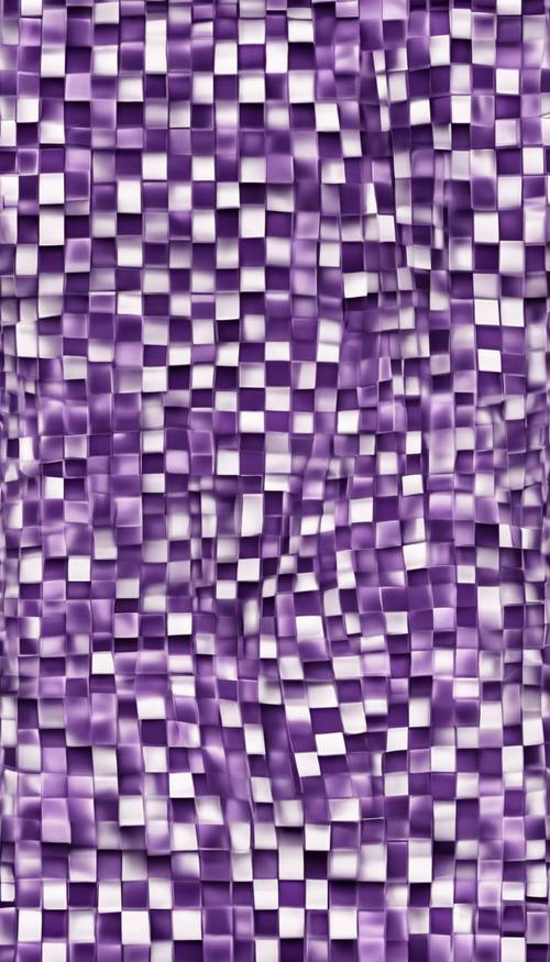 Un motivo senza soluzione di continuità di quadrati viola scuro e bianco brillante disposti a formare un disegno a scacchi.