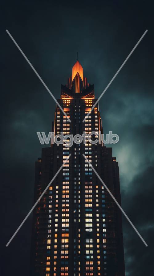 Glowing Tower Against Dark Sky