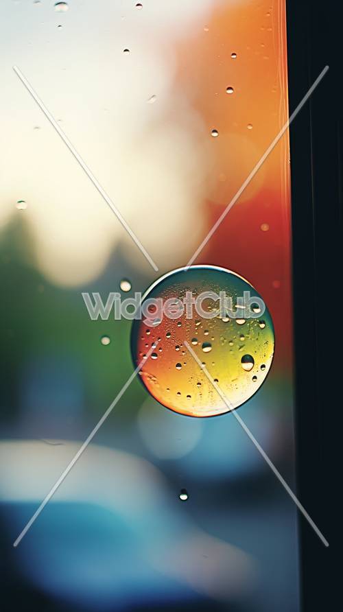 Colorful Bubble with Raindrops on Glass for Kids Tapet [44e826fc1f9e4e17be53]
