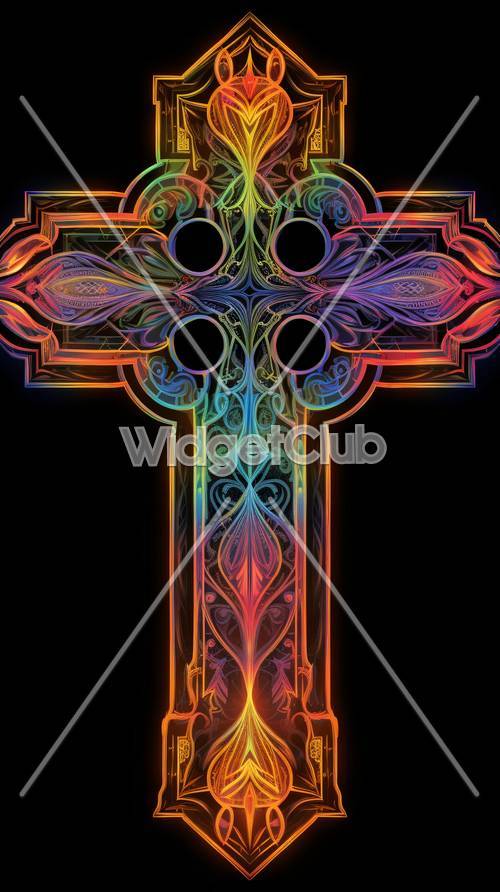 Colorful Digital Art Cross