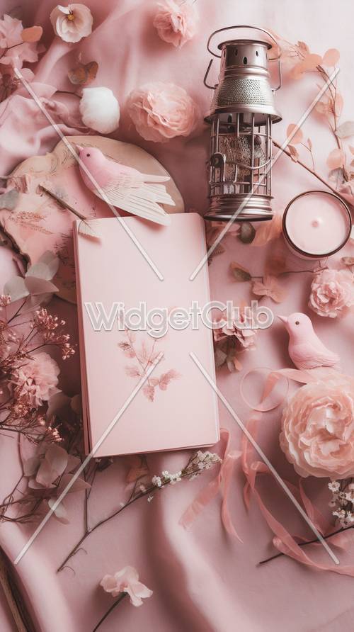꿈꾸는 듯한 핑크색 꽃무늬 편지지 디자인