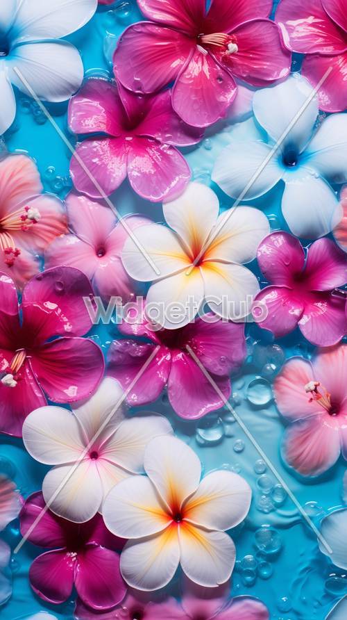 Bunga Berwarna-warni Mengambang di Air
