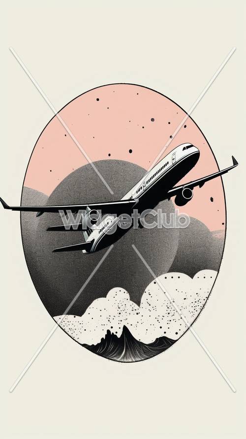 Plane Above the Clouds Illustration