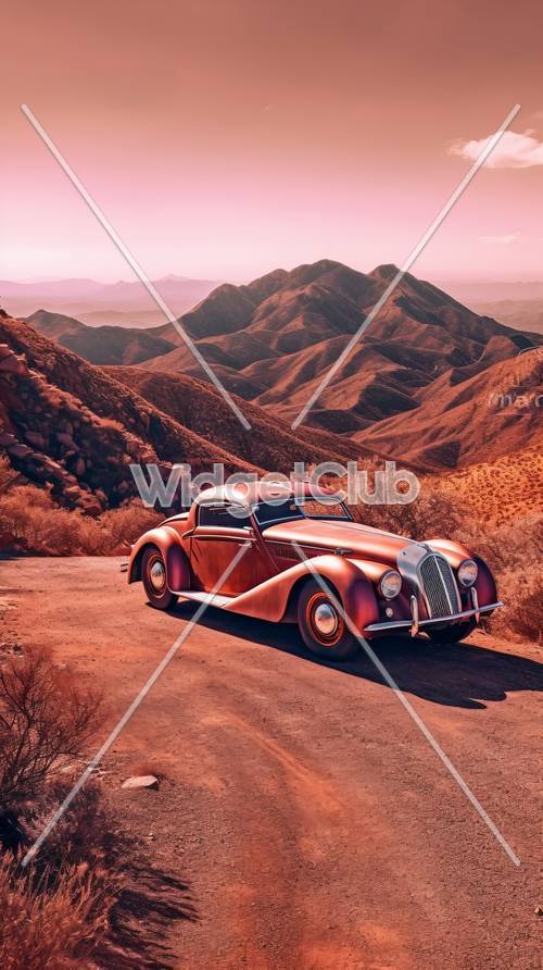 Vintage Car in a Desert Landscape