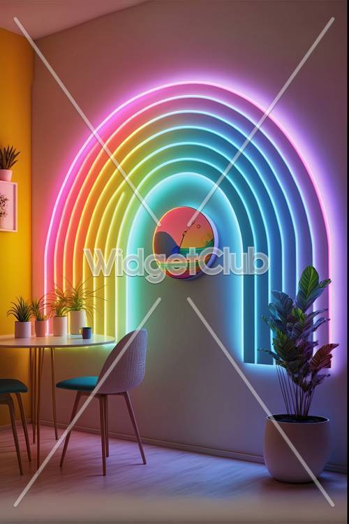 Luces de arco iris en una habitación moderna