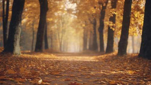 Un tranquilo sendero forestal durante el otoño. &#39;La paz interior comienza en el momento en que eliges no permitir que otra persona o evento controle tus emociones&#39;, escrito en hojas caídas.