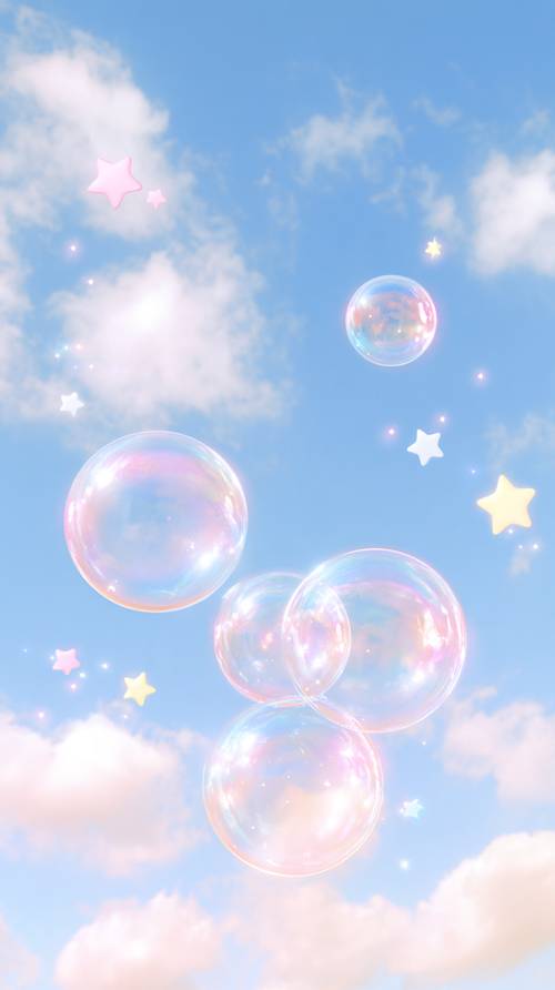 Burbujas brillantes y lindas estrellas en el cielo azul Fondo de pantalla [bbff017fa0e94c458efd]