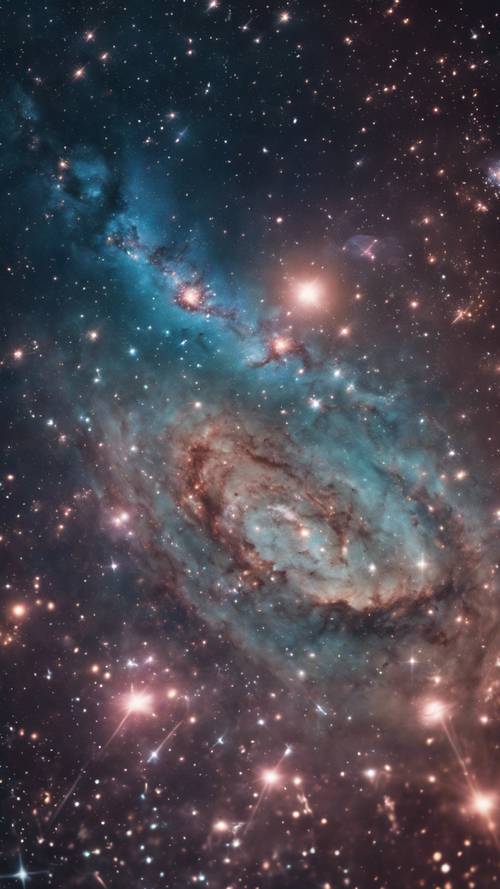 Oszałamiający widok na galaktykę wypełnioną jasnymi, świecącymi gwiazdami i spiralnymi ramionami kosmicznego pyłu i gazów.