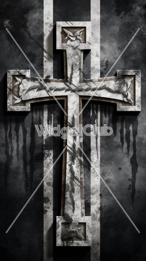 Gothic Style Cross Design with Dark Streaks کاغذ دیواری[14e6dfb02285467d8ebd]